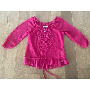 Hollister Oversized Boho Semi-Sheer Top Pink Size S Lightweight Vibe